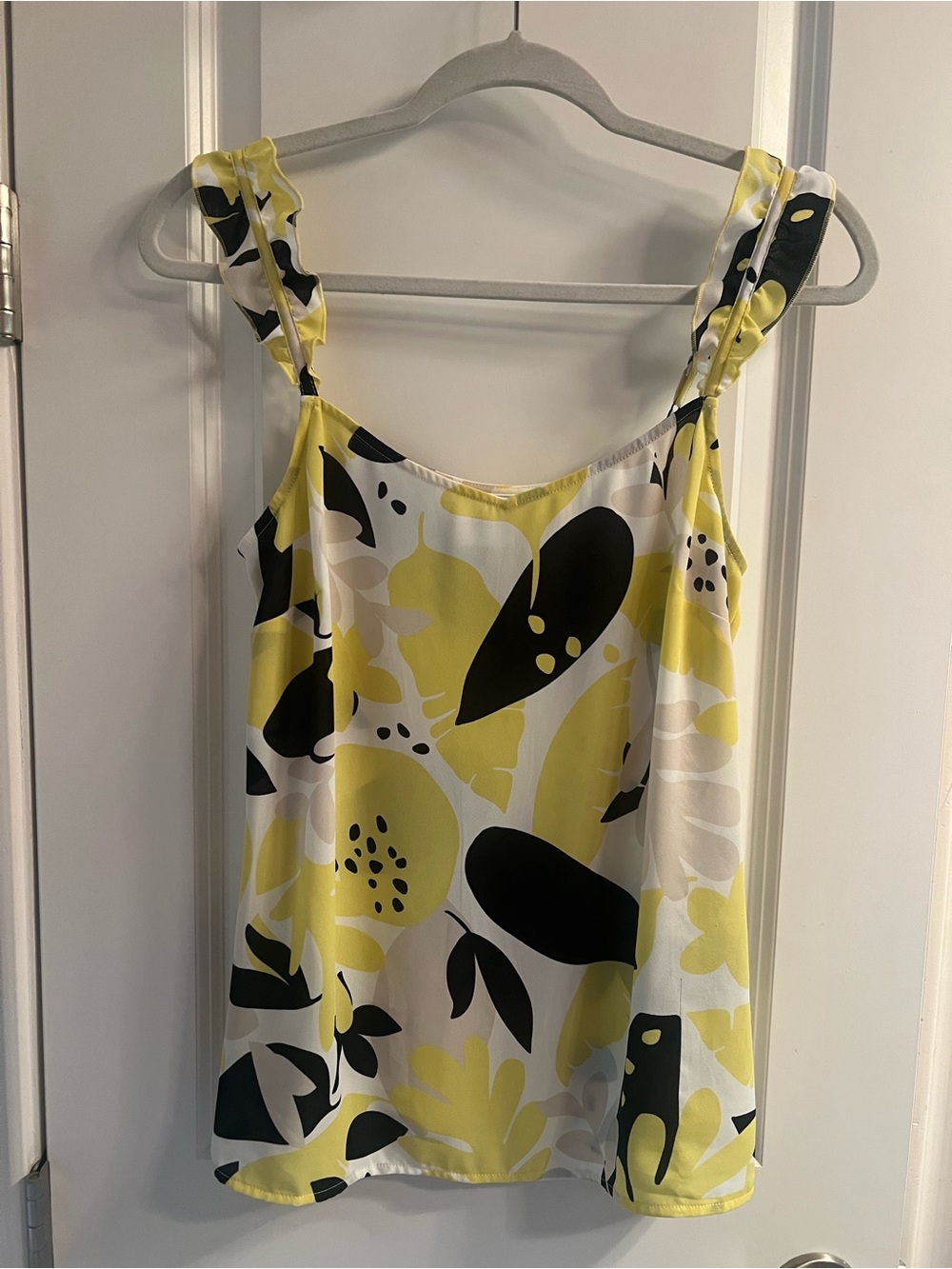 Yellow & Navy Floral Ruffled Cami